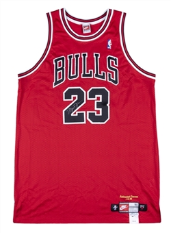1999 Michael Jordan Signed Chicago Bulls Authentic Away Jersey with "Retirement Season 1-13-99" Gold Embroidery (JSA)
